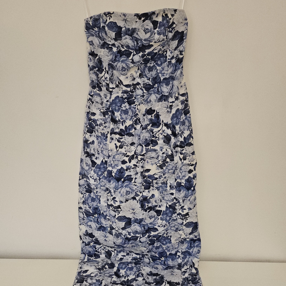Abercrombie & Fitch Strapless Blue and White Dress Size Small